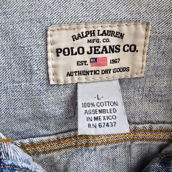 Vtg Distressed Ralph Lauren Polo Jean Co Blue Denim Lydia Jean Jacket Women's L - Picture 5 of 8